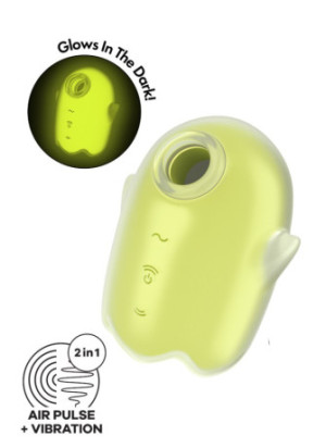 Stimulateur de clitoris fluorescent vibration et air pulsé USB vert Glowing Ghost Satisfyer - CC597852